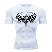 Camiseta Curta Compressão Proteção UV Cyber Tribal Narcissist Frente