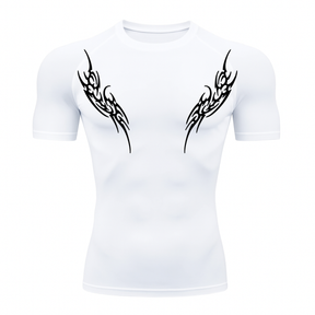 Camiseta Curta Compressão Proteção UV Cyber Tribal Dois New Stile Rash Guard