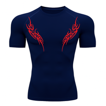 Camiseta Curta Compressão Proteção UV Cyber Tribal Dois New Stile Rash Guard