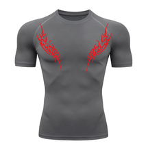 Camiseta Curta Compressão Proteção UV Cyber Tribal Dois New Stile Rash Guard