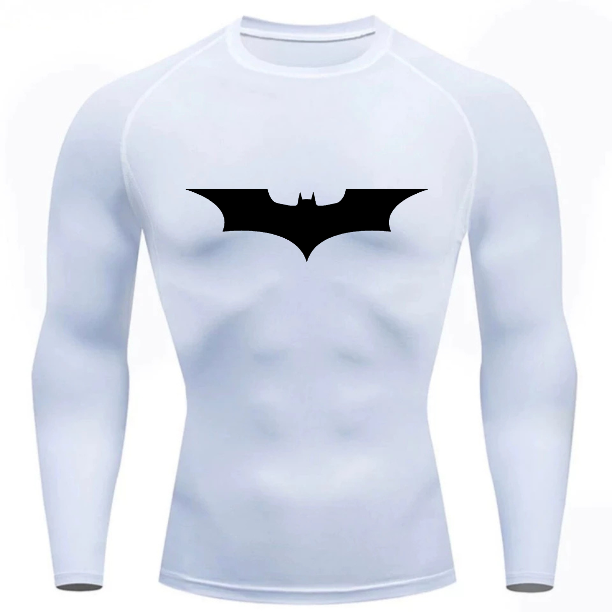 Camisa Compressão Proteção Uv 50+ Estampada Tecido Gelado Segunda Pele Manga Longa Símbolo Batman