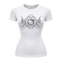 Camiseta Compressão Uv Manga Curta Cyber Tribal Black Heart Hello Kitty Rash Guard