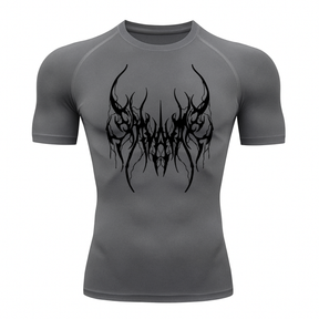 Camiseta Curta Compressão Proteção UV Cyber Tribal Save Me Rash Guard