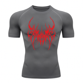 Camiseta Curta Compressão Proteção UV Cyber Tribal Save Me Rash Guard