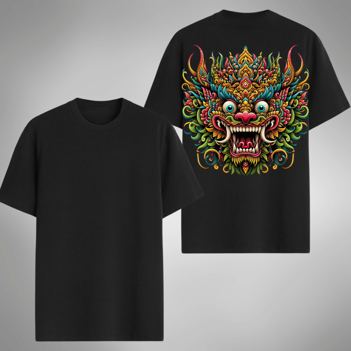 Camiseta Regular Unissex Tatto Barong Bali Rei Casual Algodão 30.1 BARONG - 04