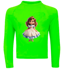 Camiseta Princesa Fofa De Vestido Azul Térmica Juvenil Infantil Proteção Solar Uv 50+ Estampada - 05