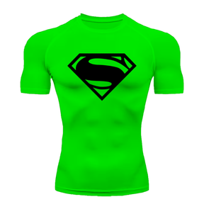 Camisa Compressão Proteção Uv 50+ Estampada Tecido Gelado Segunda Pele Manga Curta Super Man Super Homem Rash Guard