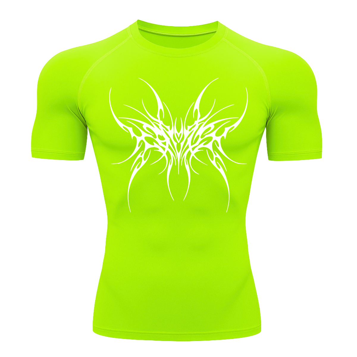 Camiseta Curta Compressão Proteção UV Cyber Tribal Cybersigilism Rash Guard