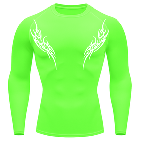 Camiseta Longa Compressão Proteção UV Cyber Tribal Dois New Stile Rash Guard
