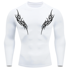 Camiseta Longa Compressão Proteção UV Cyber Tribal Dois New Stile Rash Guard
