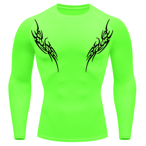 Camiseta Longa Compressão Proteção UV Cyber Tribal Dois New Stile Rash Guard