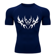 Camiseta Curta Compressão Proteção UV Cyber Tribal Vetorial Frente