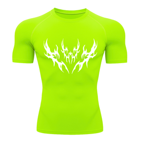 Camiseta Curta Compressão Proteção UV Cyber Tribal Vetorial Frente