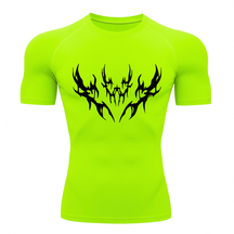 Camiseta Curta Compressão Proteção UV Cyber Tribal Vetorial Frente