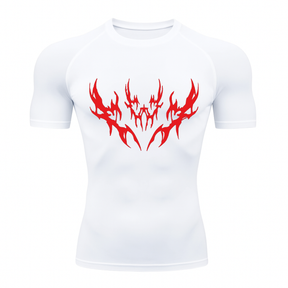 Camiseta Curta Compressão Proteção UV Cyber Tribal Vetorial Frente