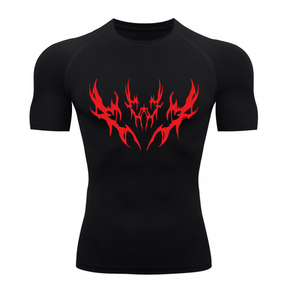 Camiseta Curta Compressão Proteção UV Cyber Tribal Vetorial Frente