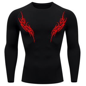 Camiseta Longa Compressão Proteção UV Cyber Tribal Dois New Stile Rash Guard