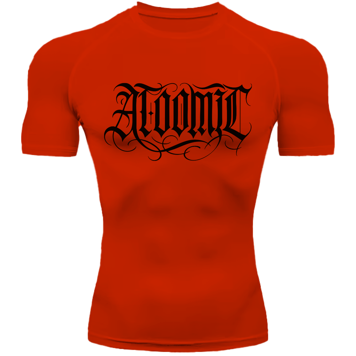 Camiseta Compressão Térmica Proteção UV +50 Manga Curta Lettering Tattoo Atoomic Gótico