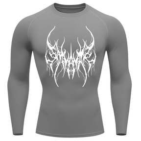 Camiseta Longa Compressão Proteção UV Cyber Tribal Save Me Rash Guard