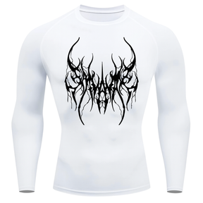 Camiseta Longa Compressão Proteção UV Cyber Tribal Save Me Rash Guard