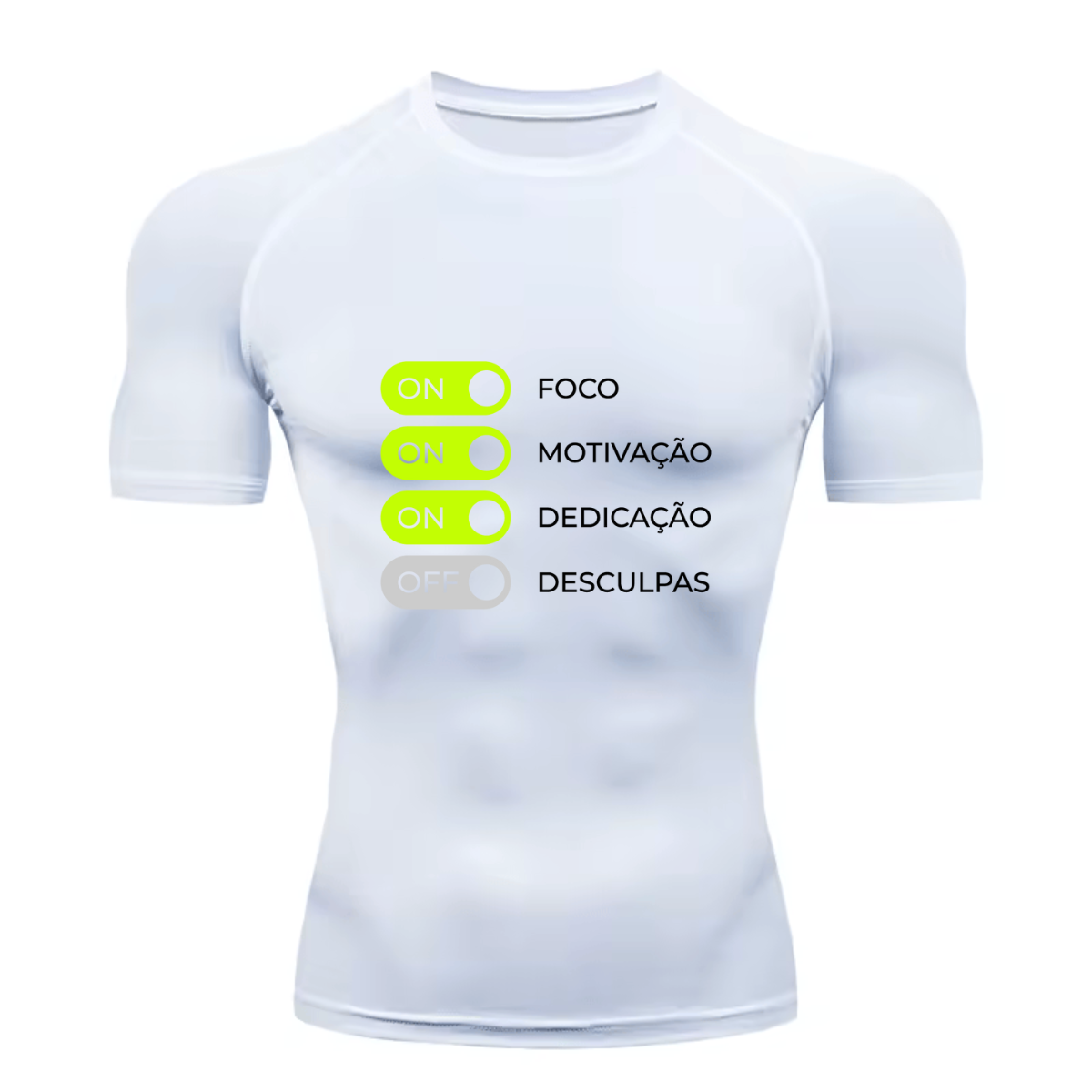 Camisa Compressão Proteção Uv 50+ Estampada Tecido Gelado Segunda Pele Manga Curta Sem Desculpas Academia Gym Dry Fit