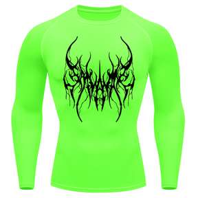 Camiseta Longa Compressão Proteção UV Cyber Tribal Save Me Rash Guard