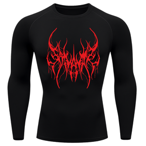 Camiseta Longa Compressão Proteção UV Cyber Tribal Save Me Rash Guard