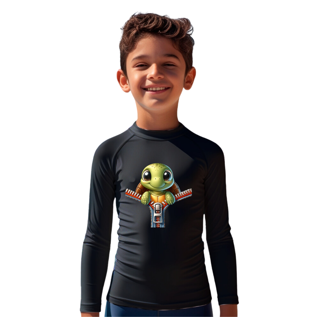 Camiseta Tartaruga Fofa Saindo Da Camisa Térmica Juvenil Infantil Proteção Solar Uv 50+ Estampada - 13