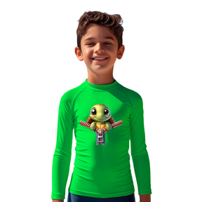 Camiseta Tartaruga Fofa Saindo Da Camisa Térmica Juvenil Infantil Proteção Solar Uv 50+ Estampada - 13