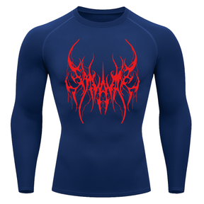 Camiseta Longa Compressão Proteção UV Cyber Tribal Save Me Rash Guard
