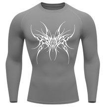 Camiseta Longa Compressão Proteção UV Cyber Tribal Cybersigilism Rash Guard