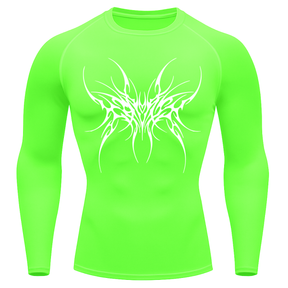 Camiseta Longa Compressão Proteção UV Cyber Tribal Cybersigilism Rash Guard