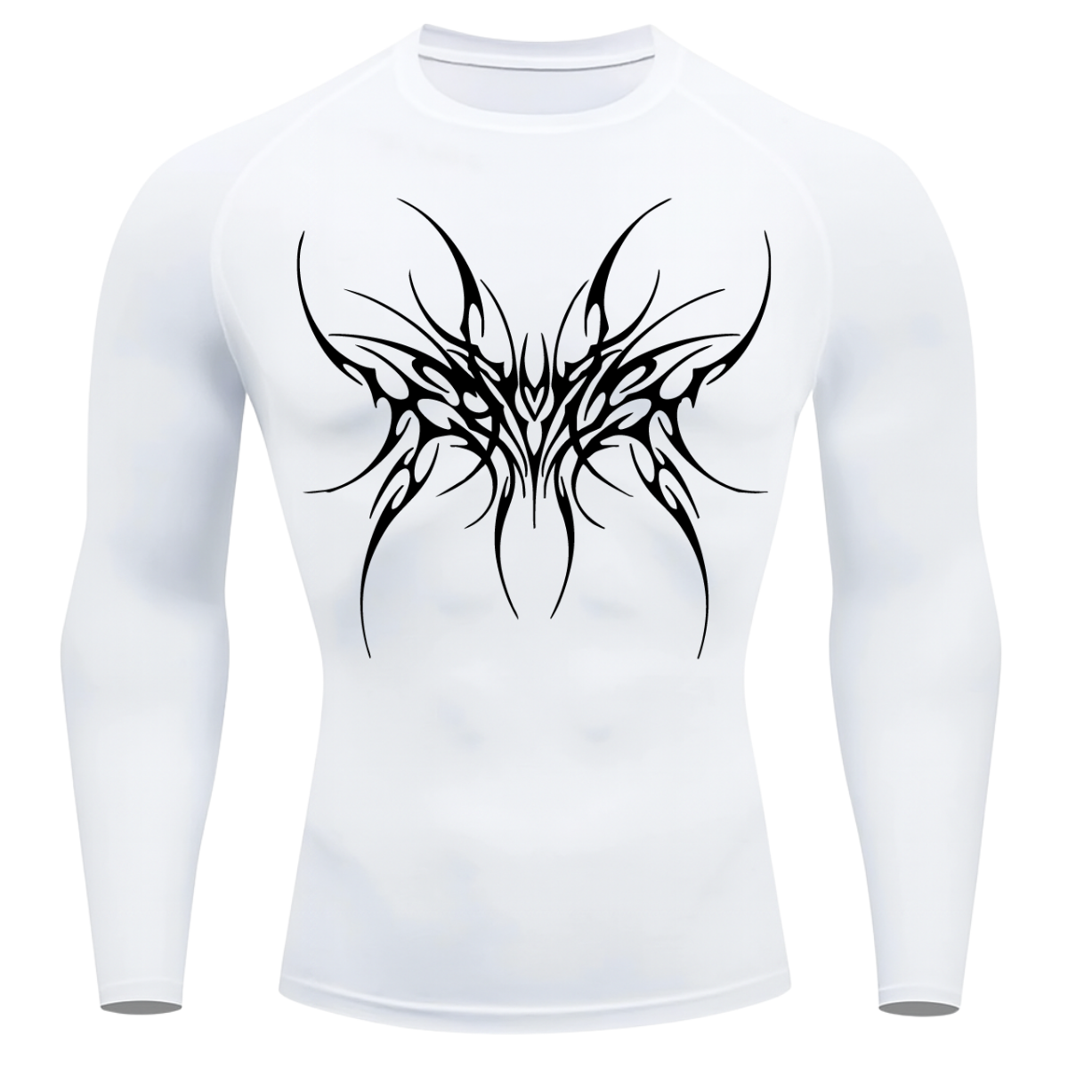 Camiseta Longa Compressão Proteção UV Cyber Tribal Cybersigilism Rash Guard