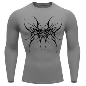 Camiseta Longa Compressão Proteção UV Cyber Tribal Cybersigilism Rash Guard