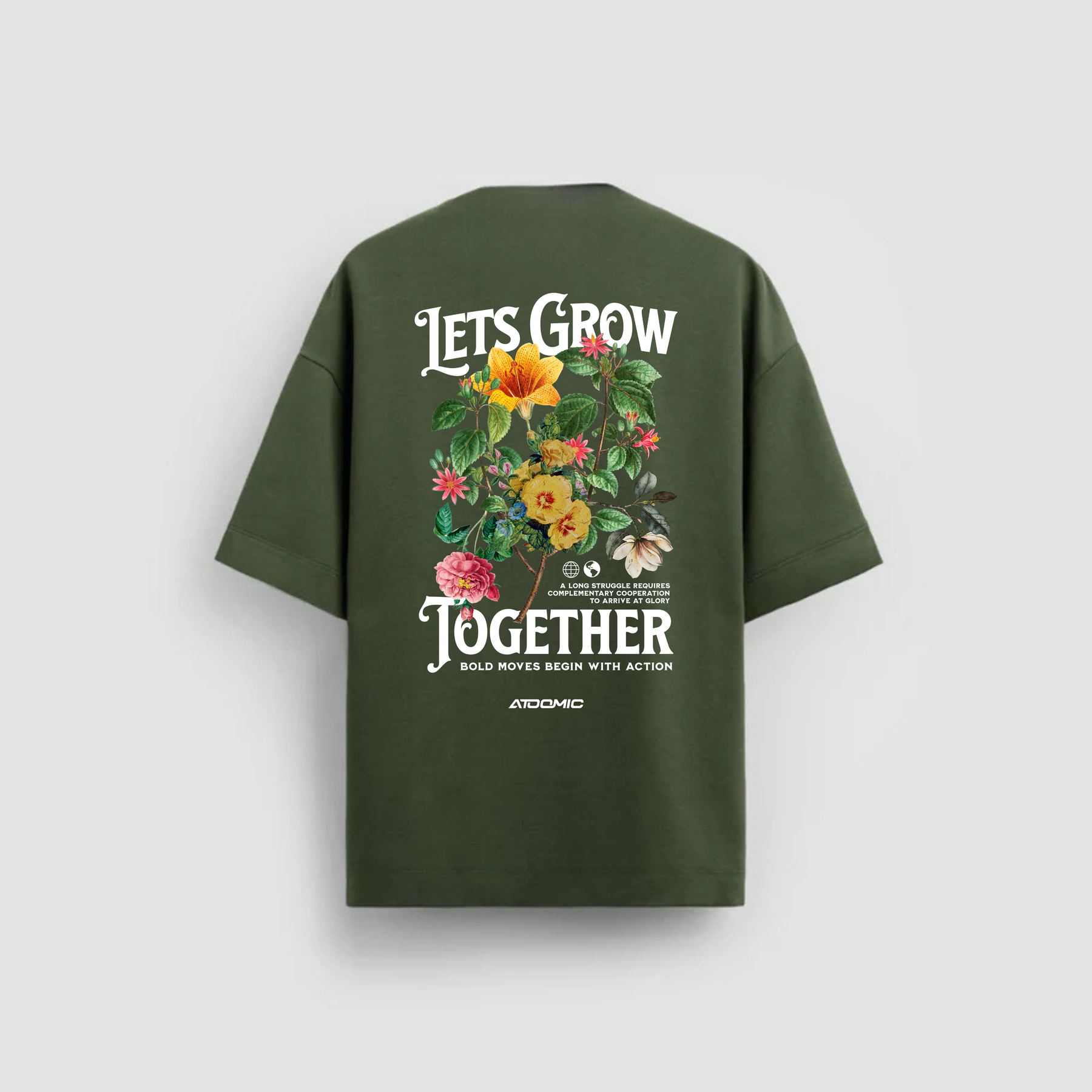 FLOWER 04 - Camisa Masculina Oversized Premium 20.1 LETS GROW TOGETHER