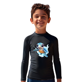 Camiseta Tartaruga Fofa Nadando Térmica Juvenil Infantil Proteção Solar Uv 50+ Estampada - 14