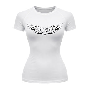 Camiseta Compressão Uv Manga Curta Cyber Tribal Black Heart Hello Kitty Rash Guard
