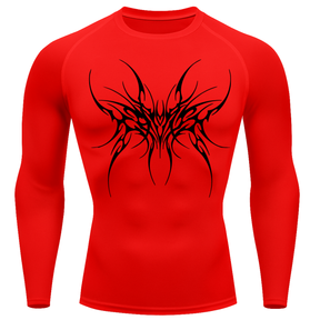 Camiseta Longa Compressão Proteção UV Cyber Tribal Cybersigilism Rash Guard
