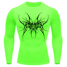 Camiseta Longa Compressão Proteção UV Cyber Tribal Cybersigilism Rash Guard