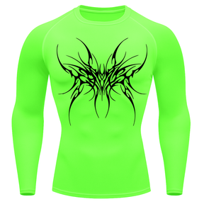 Camiseta Longa Compressão Proteção UV Cyber Tribal Cybersigilism Rash Guard