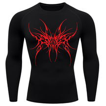 Camiseta Longa Compressão Proteção UV Cyber Tribal Cybersigilism Rash Guard