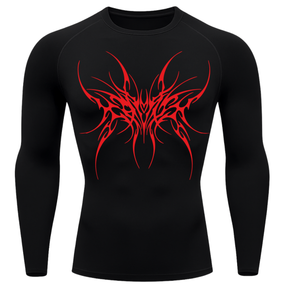 Camiseta Longa Compressão Proteção UV Cyber Tribal Cybersigilism Rash Guard
