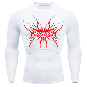 Camiseta Longa Compressão Proteção UV Cyber Tribal Cybersigilism Rash Guard