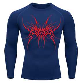 Camiseta Longa Compressão Proteção UV Cyber Tribal Cybersigilism Rash Guard