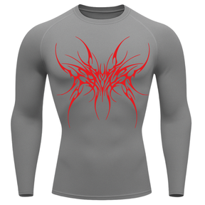 Camiseta Longa Compressão Proteção UV Cyber Tribal Cybersigilism Rash Guard