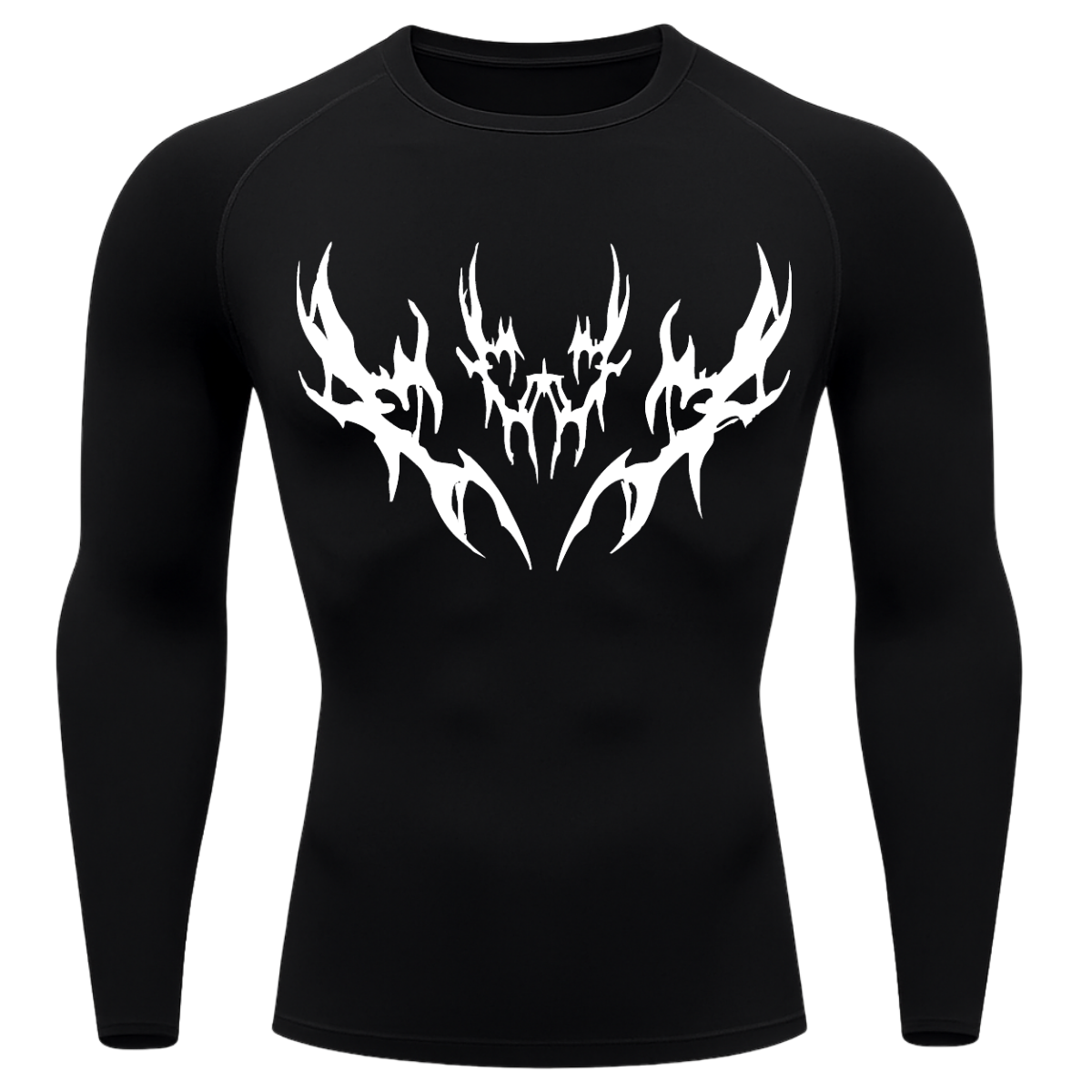 Camiseta Longa Compressão Proteção UV Cyber Tribal Vetorial Rash Guard