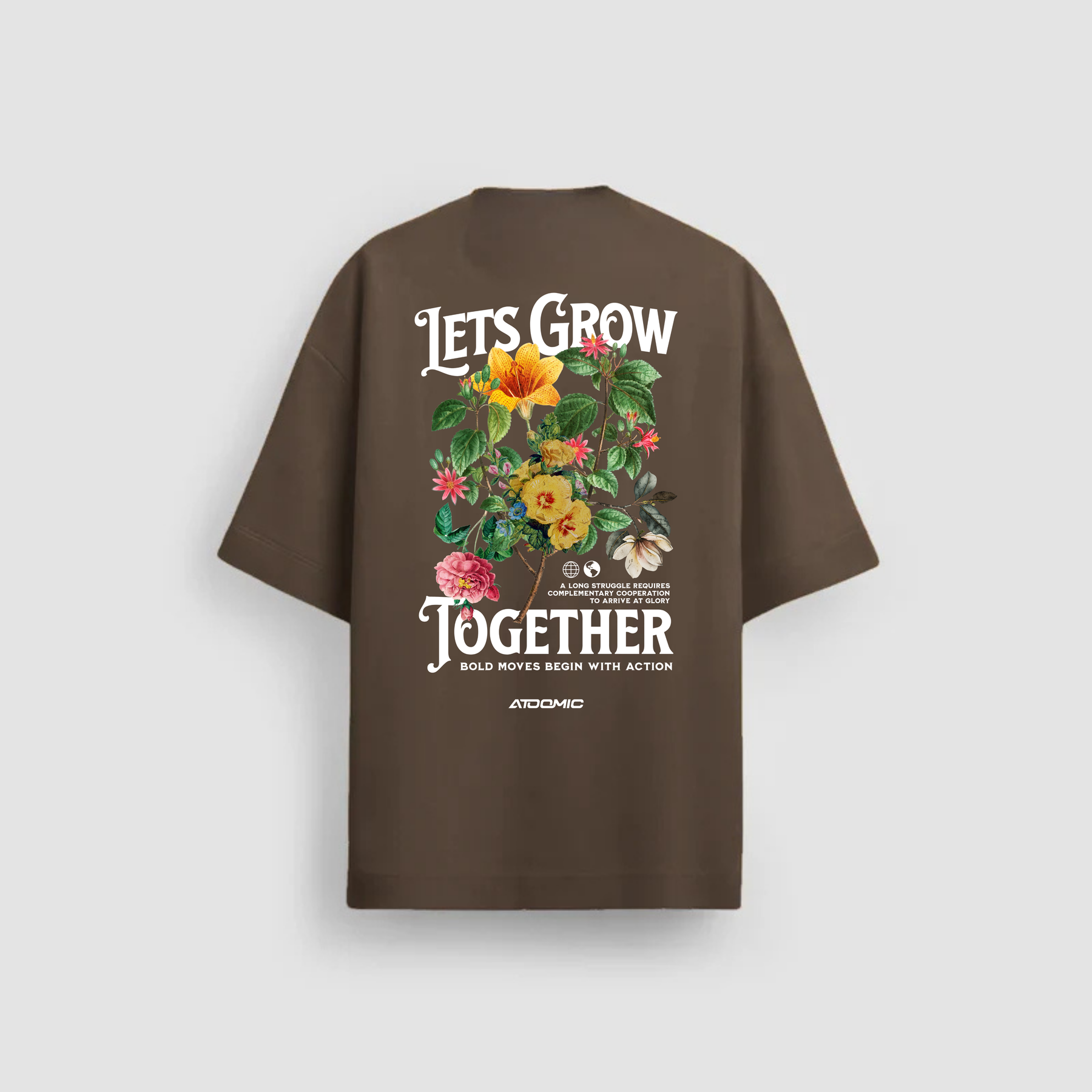 FLOWER 04 - Camisa Masculina Oversized Premium 20.1 LETS GROW TOGETHER