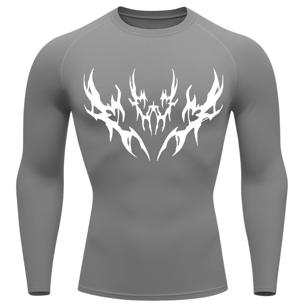 Camiseta Longa Compressão Proteção UV Cyber Tribal Vetorial Rash Guard