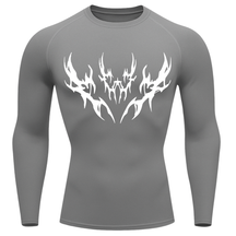 Camiseta Longa Compressão Proteção UV Cyber Tribal Vetorial Rash Guard
