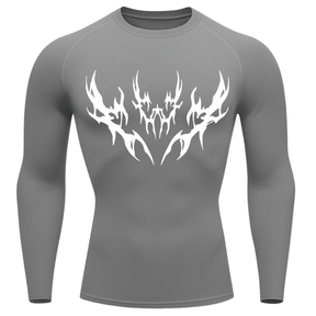 Camiseta Longa Compressão Proteção UV Cyber Tribal Vetorial Rash Guard